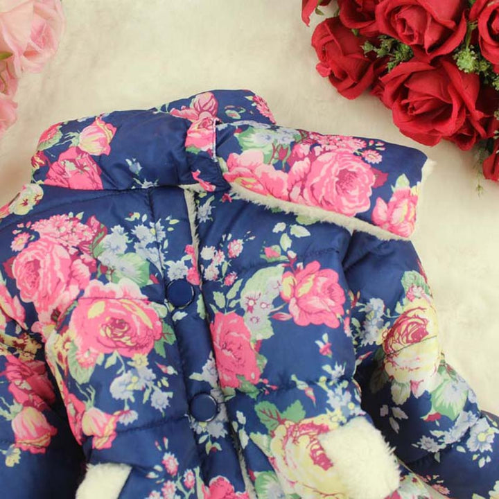 Girls Printed Stand Collar Trench Coat