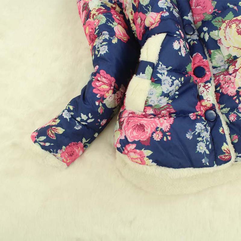 Girls Printed Stand Collar Trench Coat