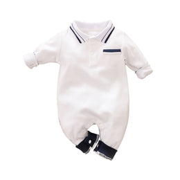 Infant Boys White Cotton Rompers