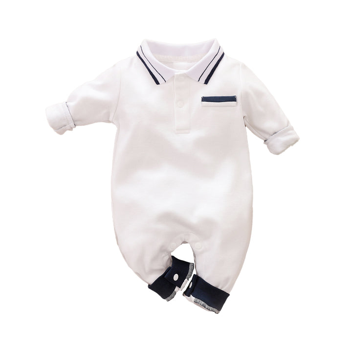 Infant Boys White Cotton Rompers