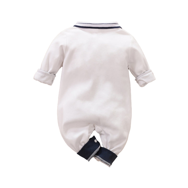Infant Boys White Cotton Rompers