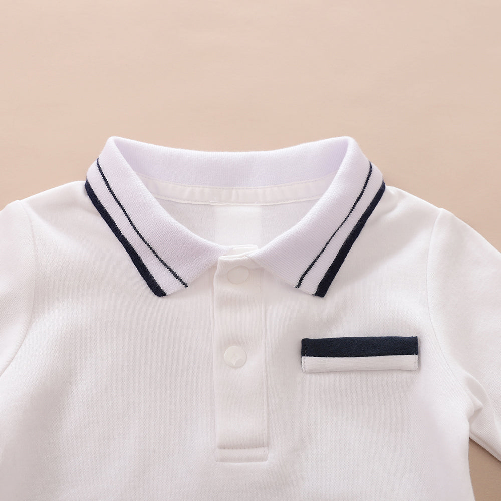 Infant Boys White Cotton Rompers