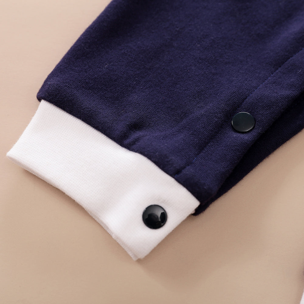 Blue Infant Boys Shirt Collar Cotton Rompers