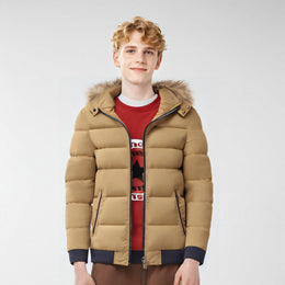 Men Hooded Solid Casual Parka Jacket