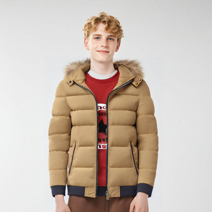Men Hooded Solid Casual Parka Jacket