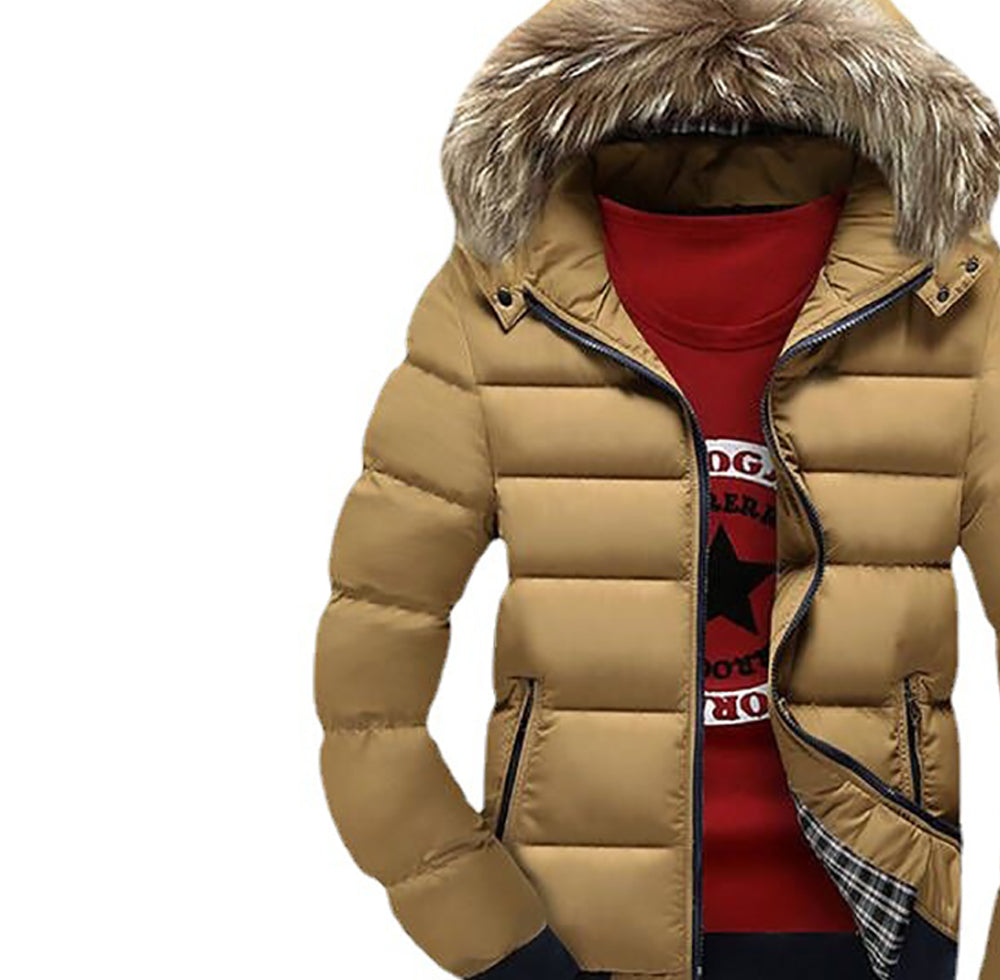 Men Hooded Solid Casual Parka Jacket