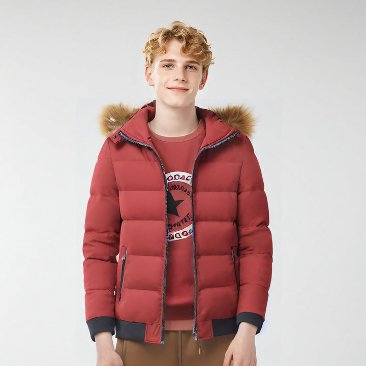 Men Hooded Solid Casual Parka Jacket
