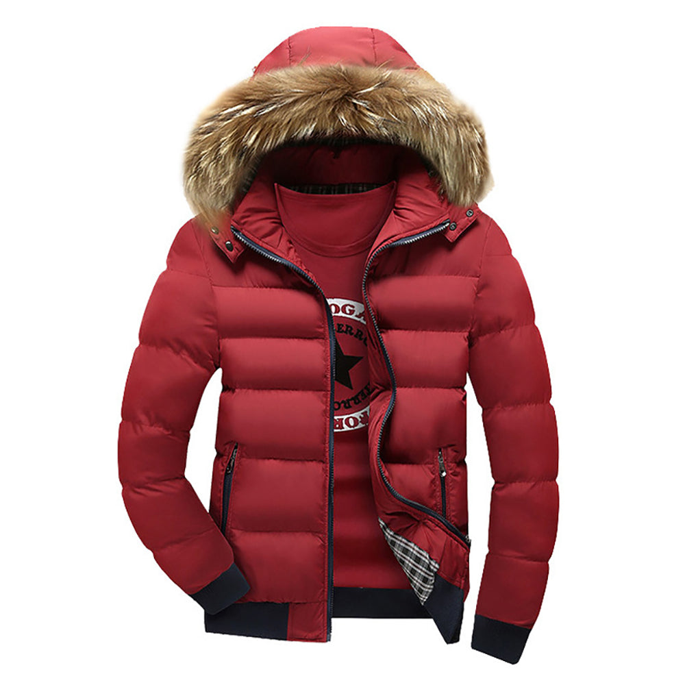 Men Hooded Solid Casual Parka Jacket