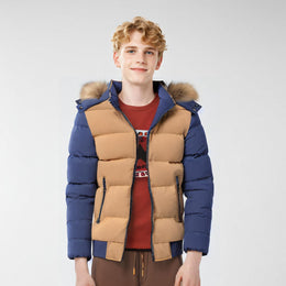 Men Hooded Colourblocked Casual Padded Jacket