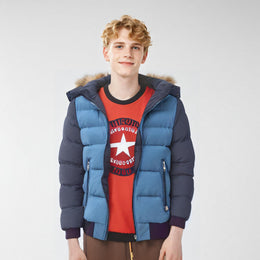 Men Hooded Colourblocked Casual Parka Jacket