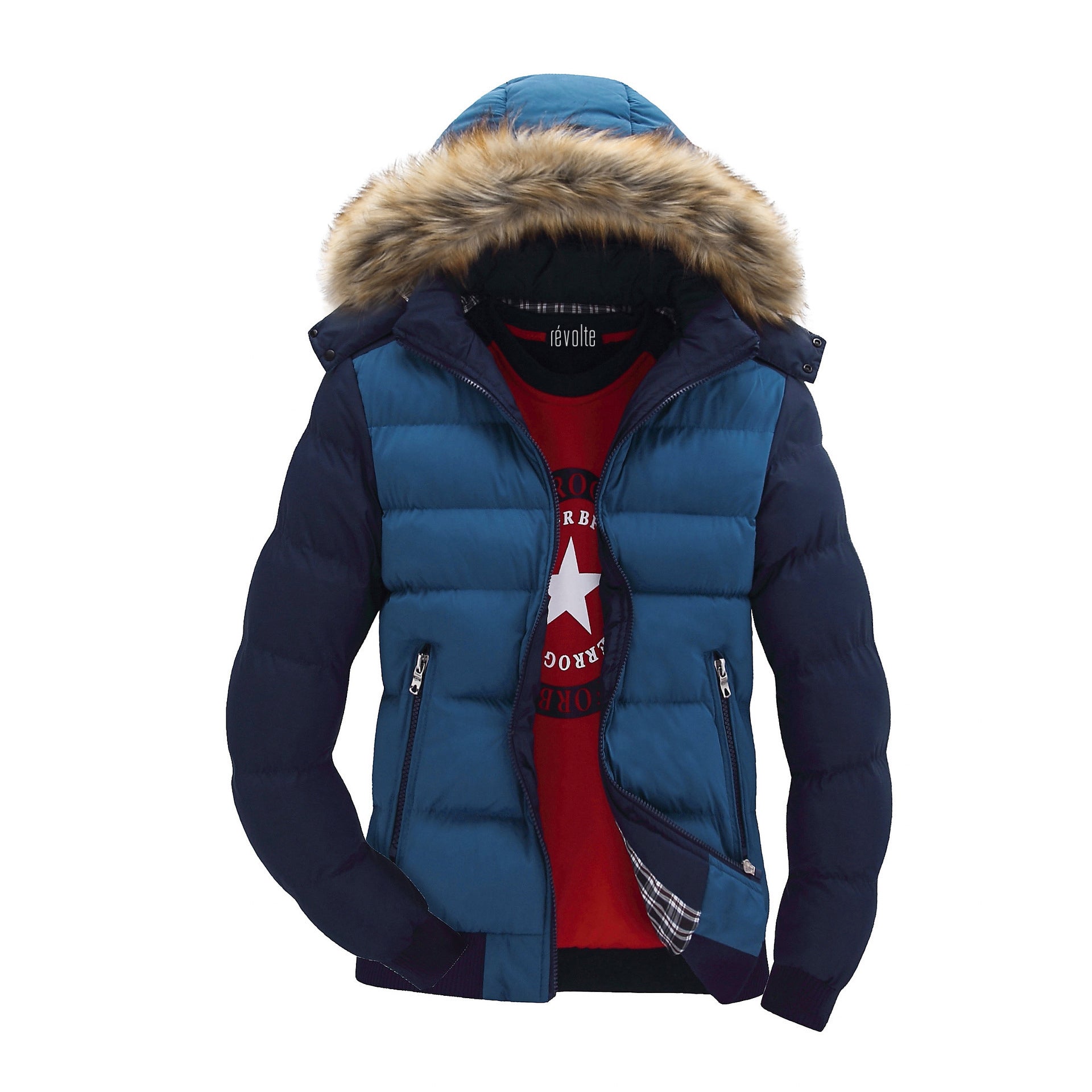 Men Hooded Colourblocked Casual Parka Jacket