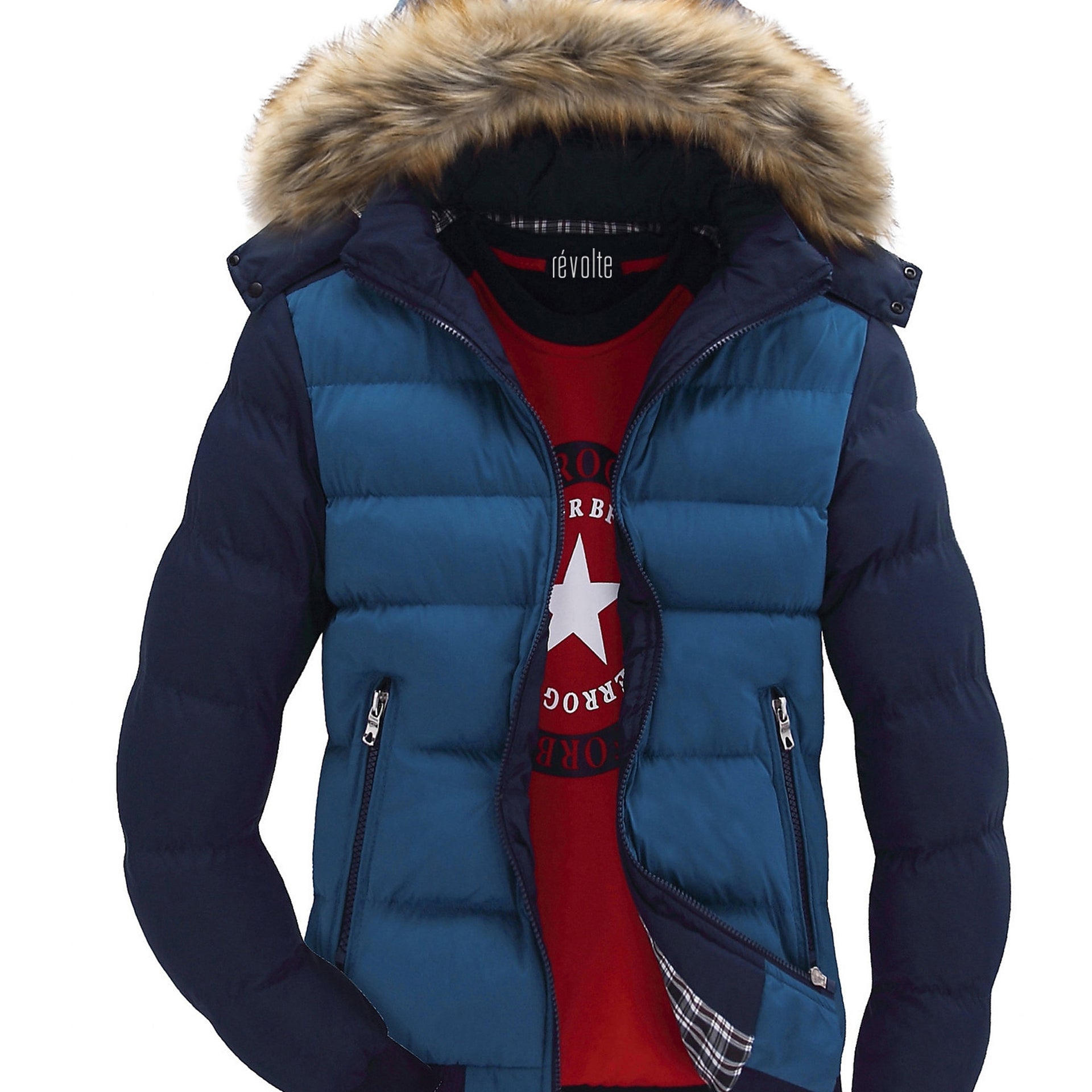 Men Hooded Colourblocked Casual Parka Jacket