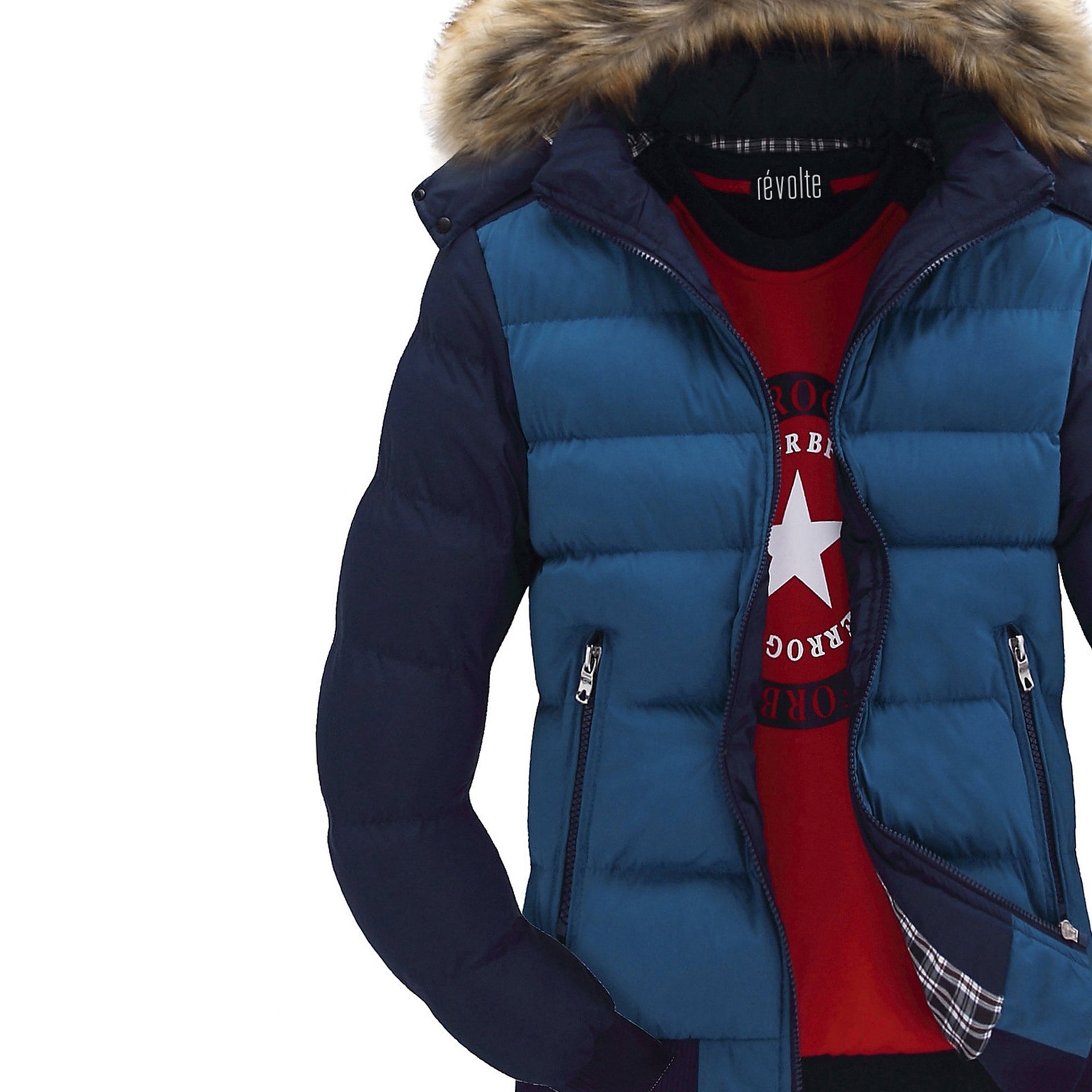 Men Hooded Colourblocked Casual Parka Jacket