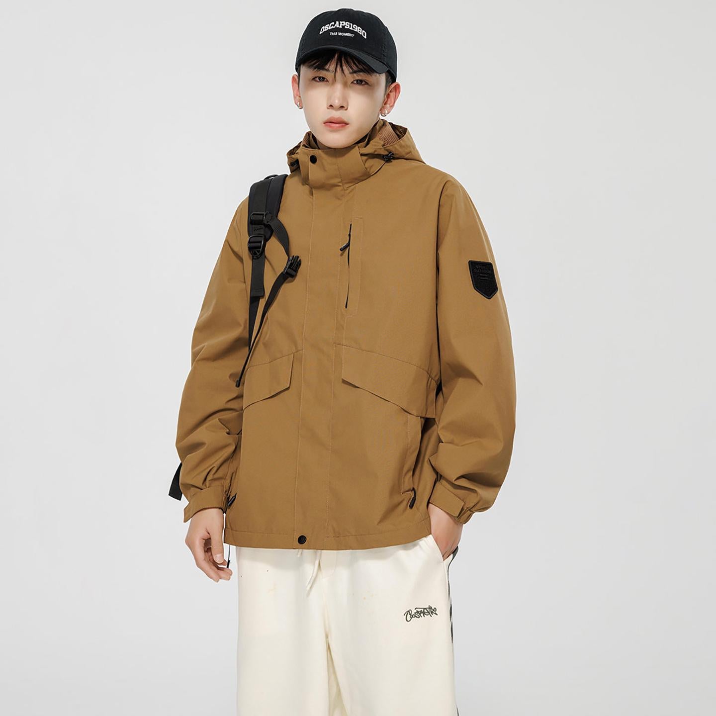 Men Hooded Open Front Jacket