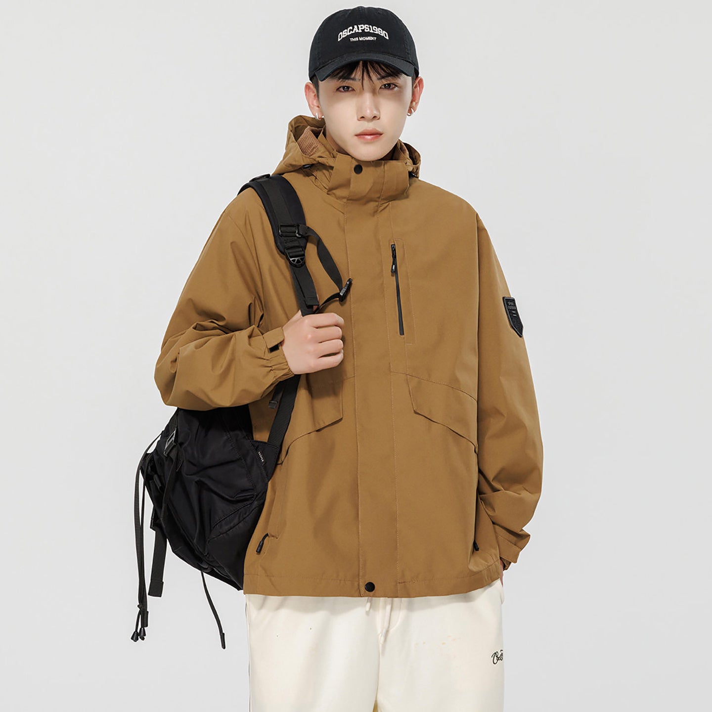 Men Hooded Open Front Jacket