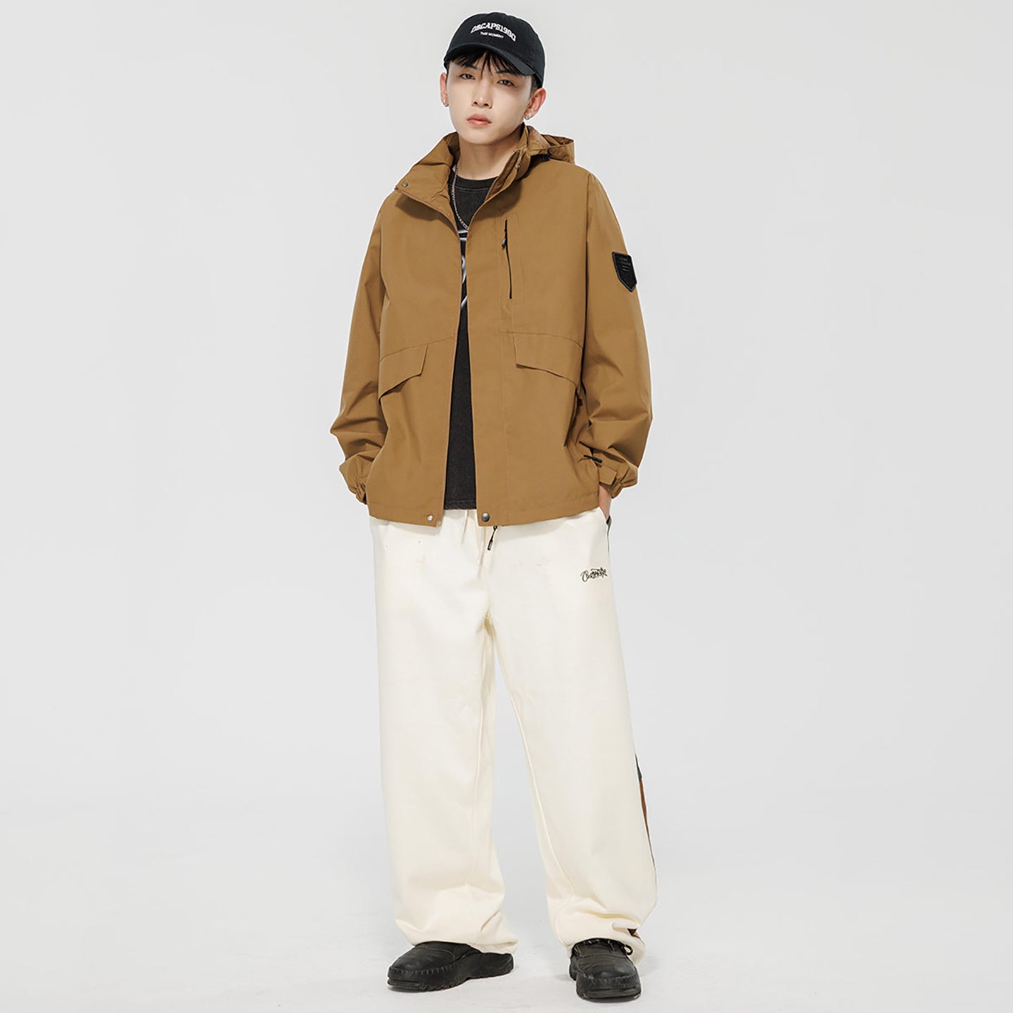 Men Hooded Open Front Jacket