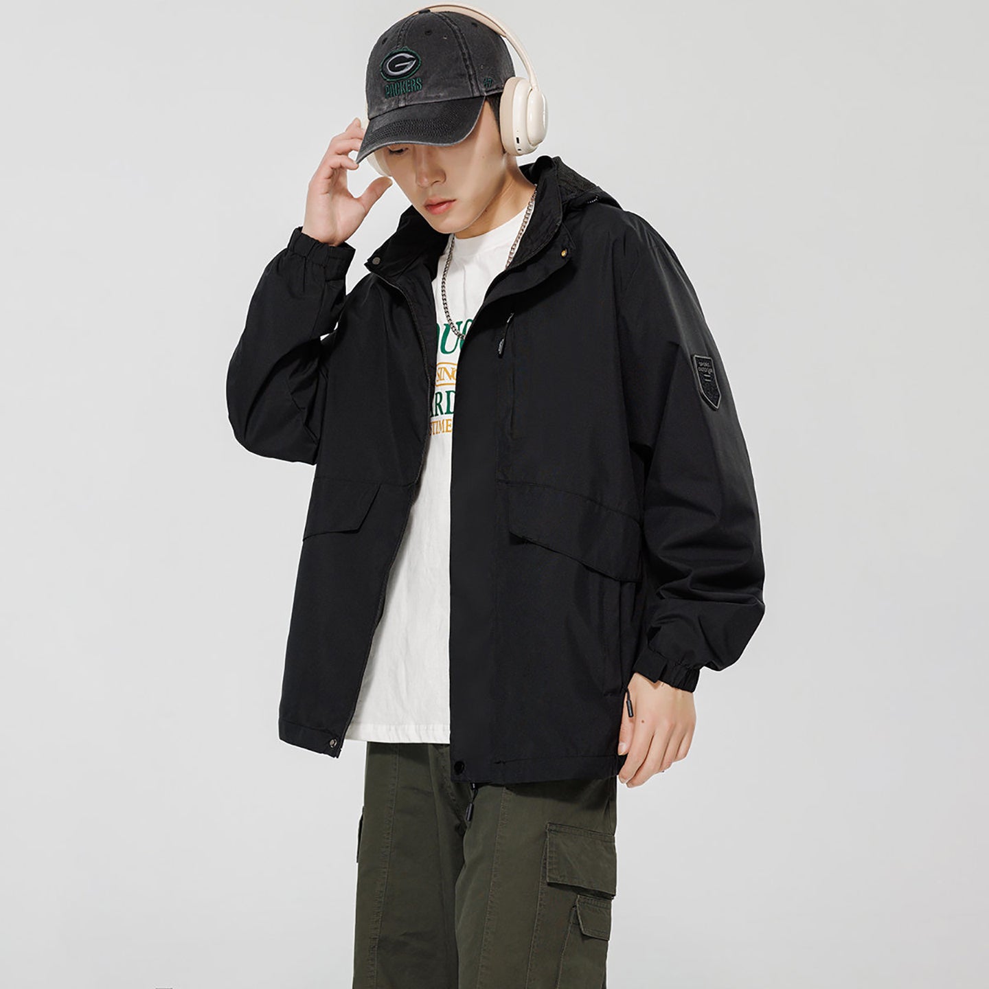 Men Hooded Bomber Jacket