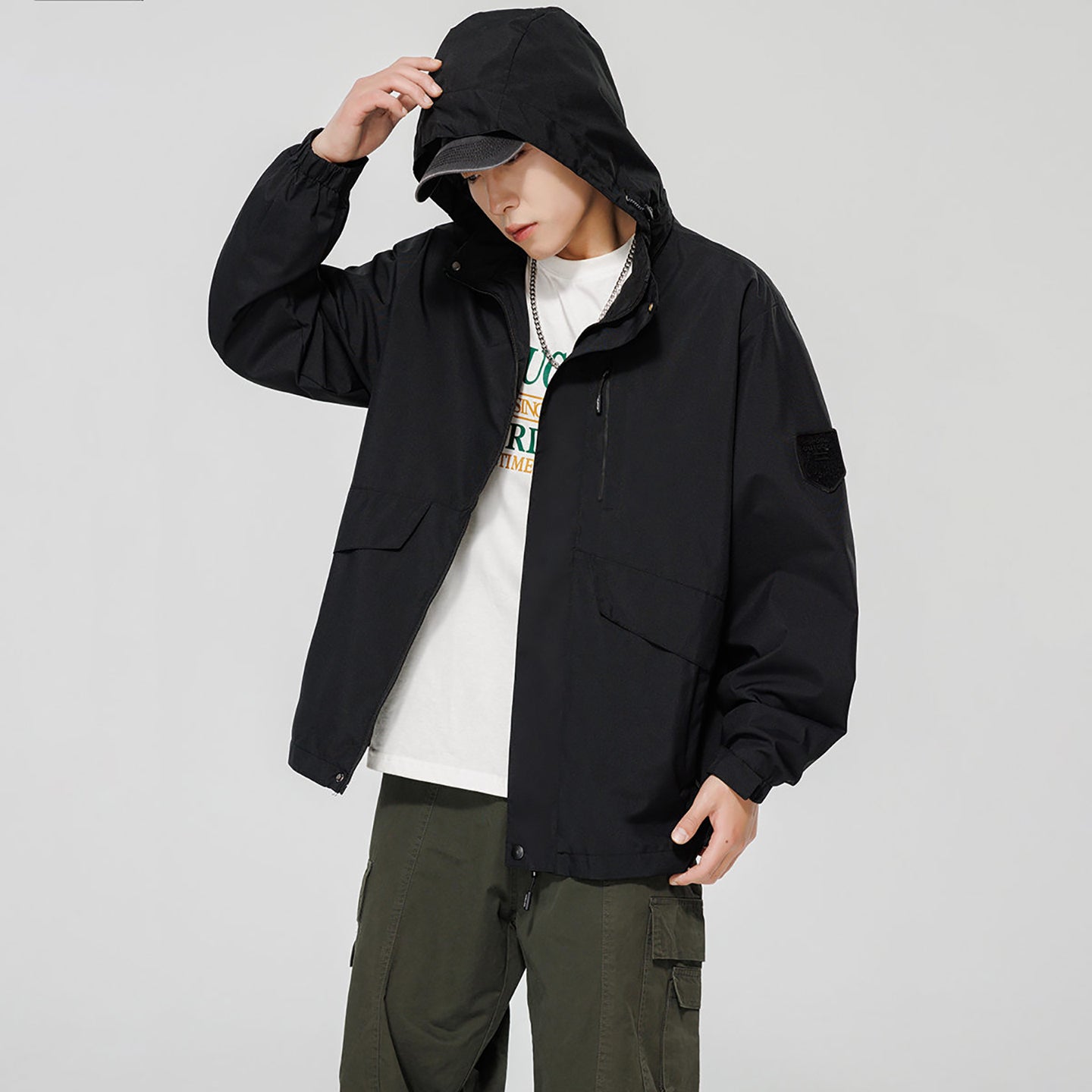 Men Hooded Bomber Jacket
