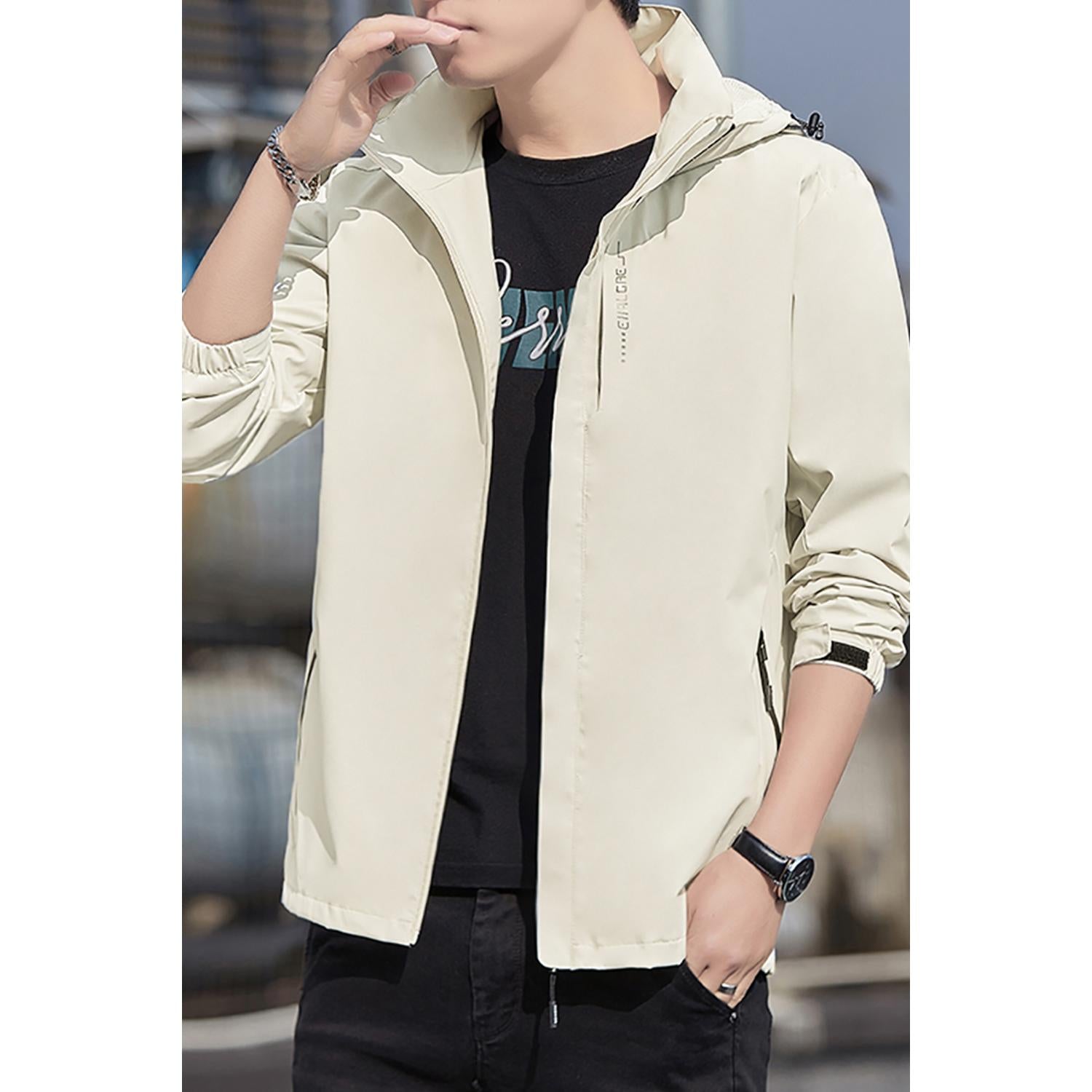 Men Open Front Hooded Jacket
