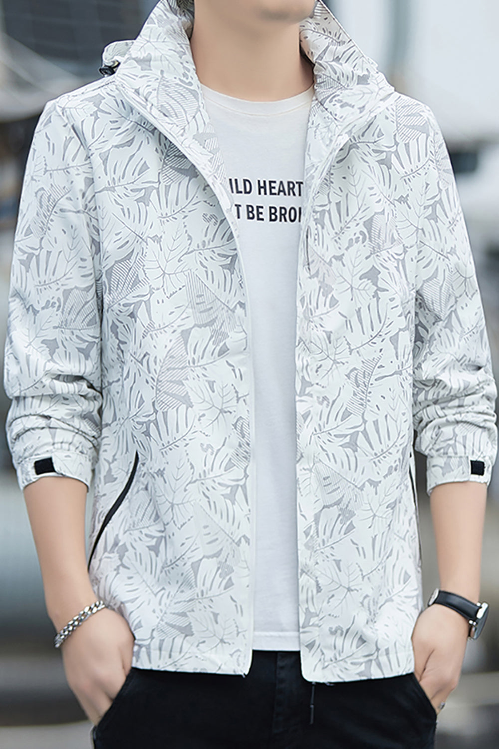 Printed Open Front Jacket