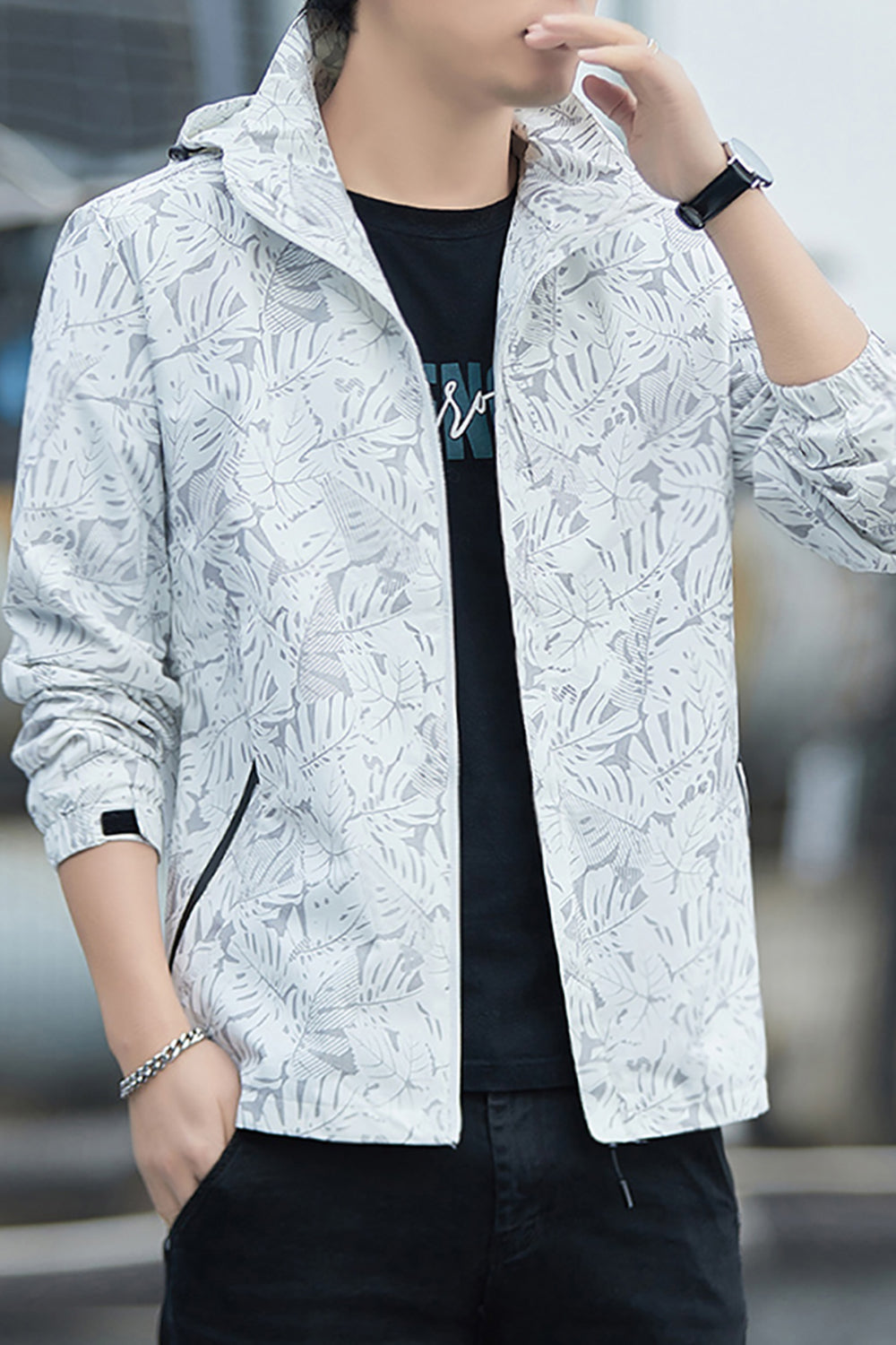 Printed Open Front Jacket