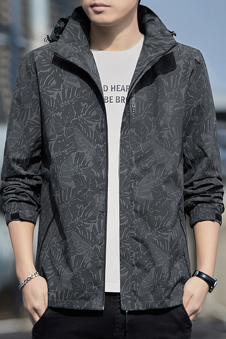Men Printed Open Front Jacket