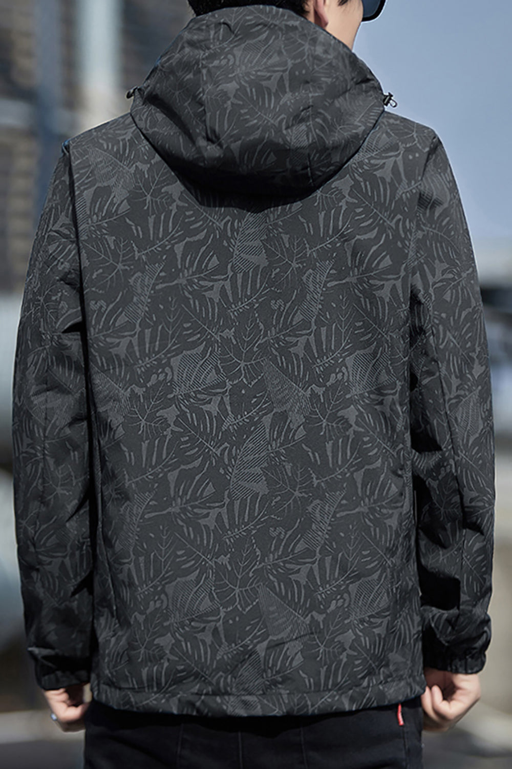 Men Printed Open Front Jacket