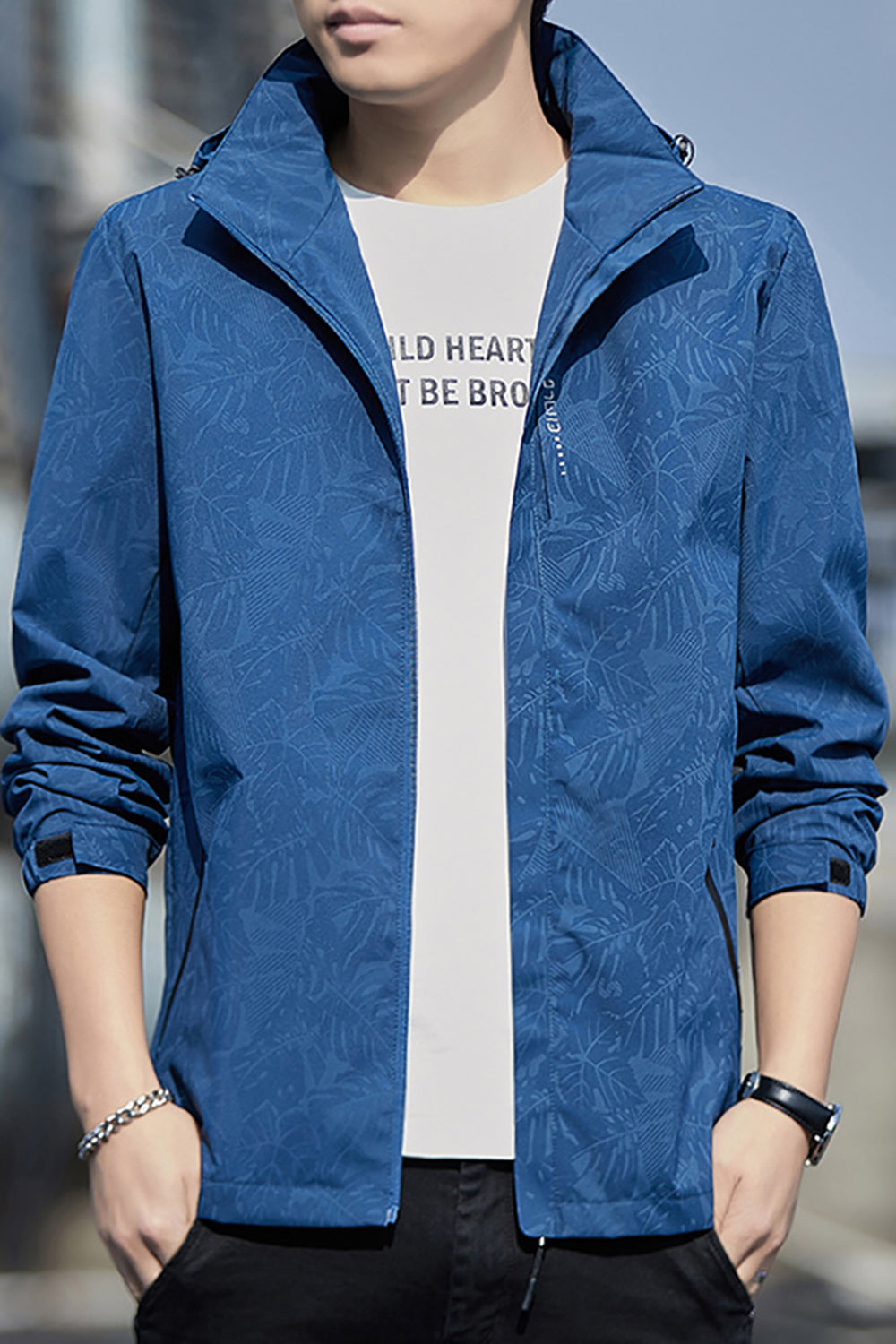Men  Printed Open Front Jacket
