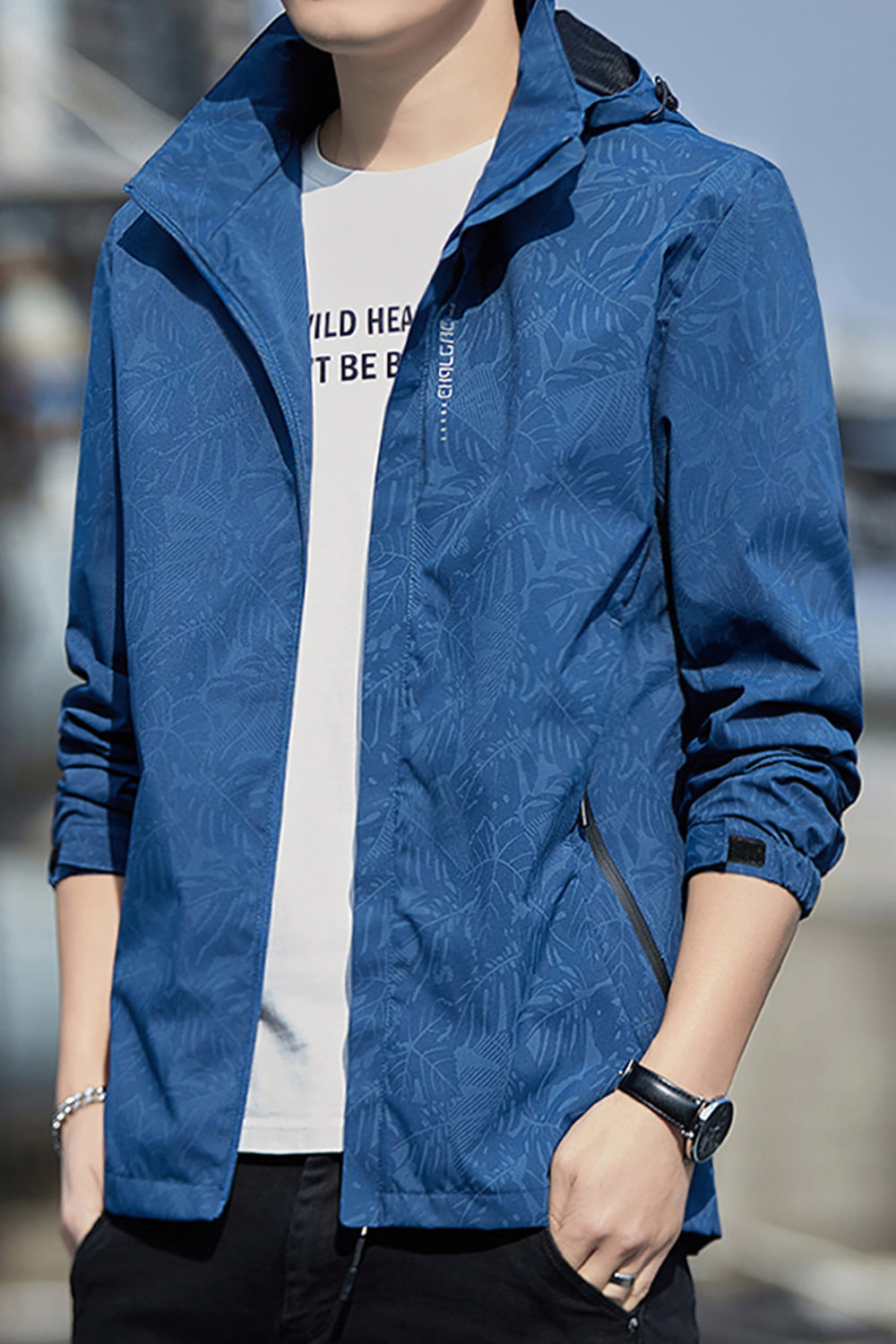 Men  Printed Open Front Jacket