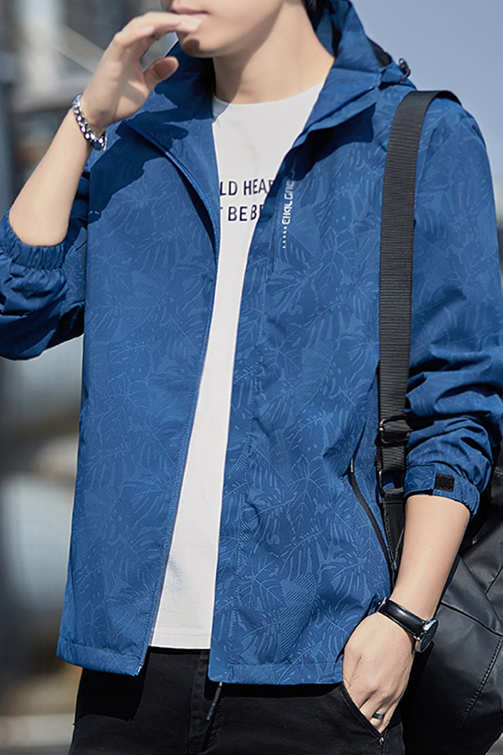 Men  Printed Open Front Jacket