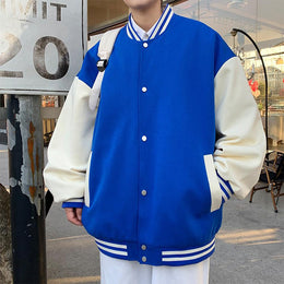 Men Stand Collar Colourblocked Cotton Casual Bomber Jacket