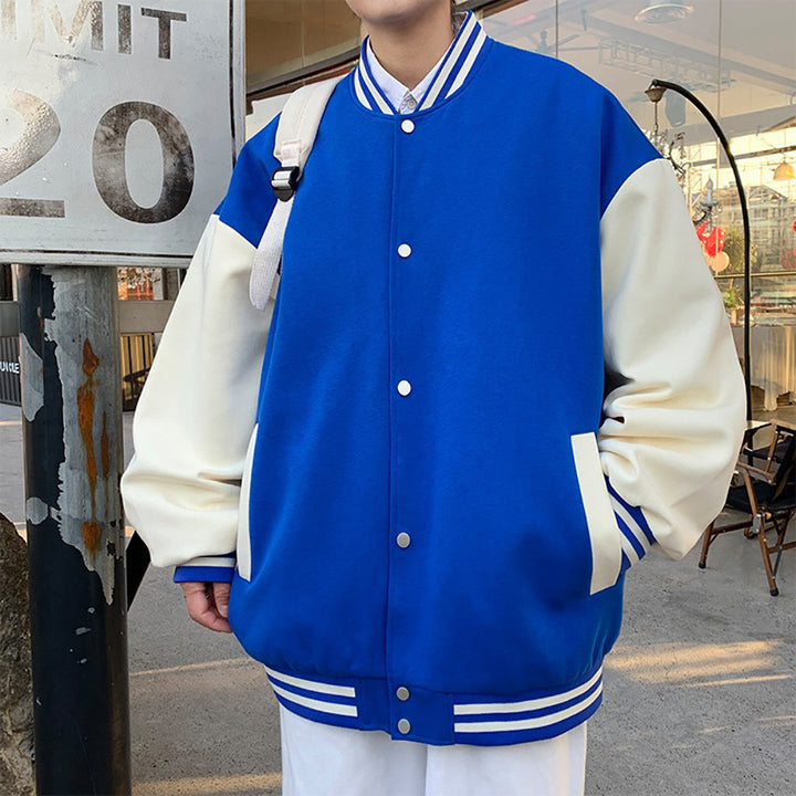 Men Stand Collar Colourblocked Cotton Casual Bomber Jacket