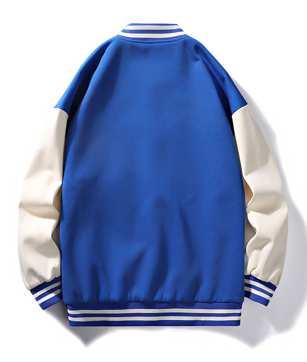 Men Stand Collar Colourblocked Cotton Casual Bomber Jacket