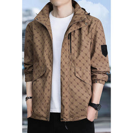 Printed Open Front Hooded Jacket