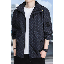 Men Brand Logo Printed Hooded Jacket
