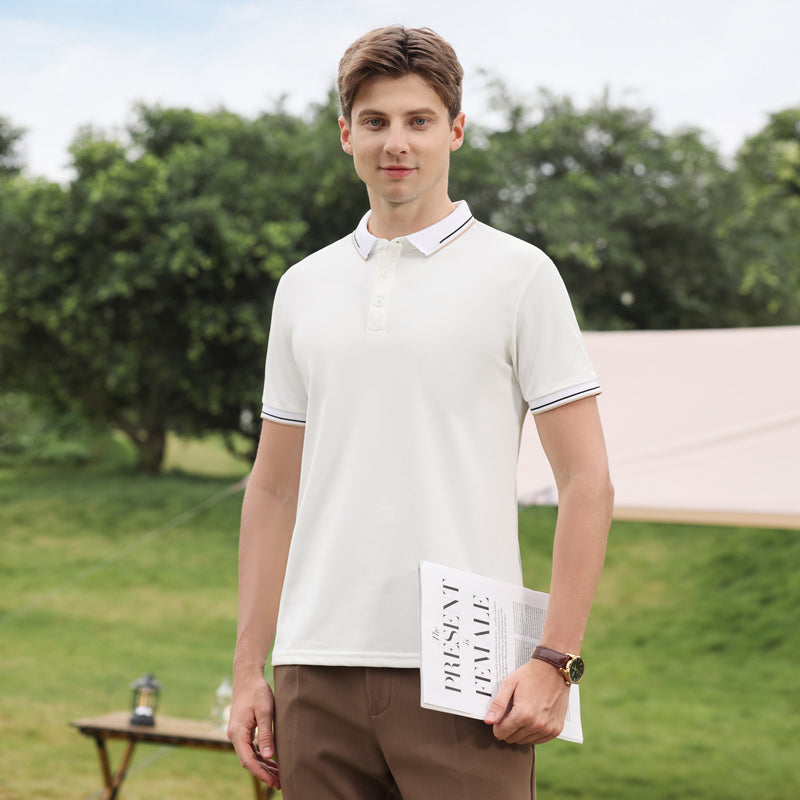 Men Solid Polo Collar T-shirt