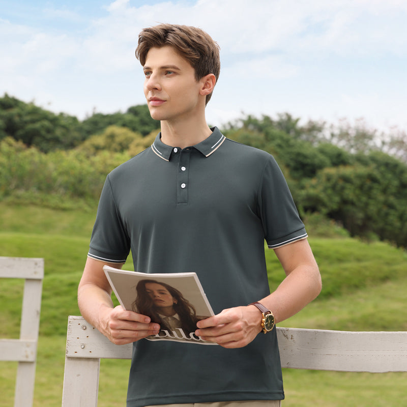 Men Solid Polo Collar T-shirt