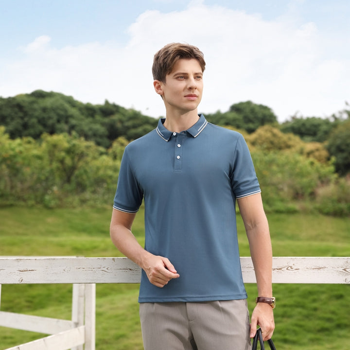 Men Solid Polo Collar T-shirt