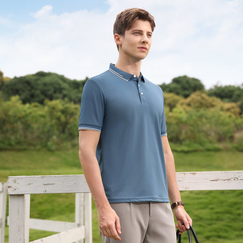 Men Solid Polo Collar T-shirt