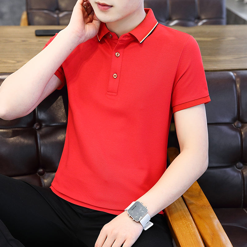 Men Solid Polo Collar T-shirt