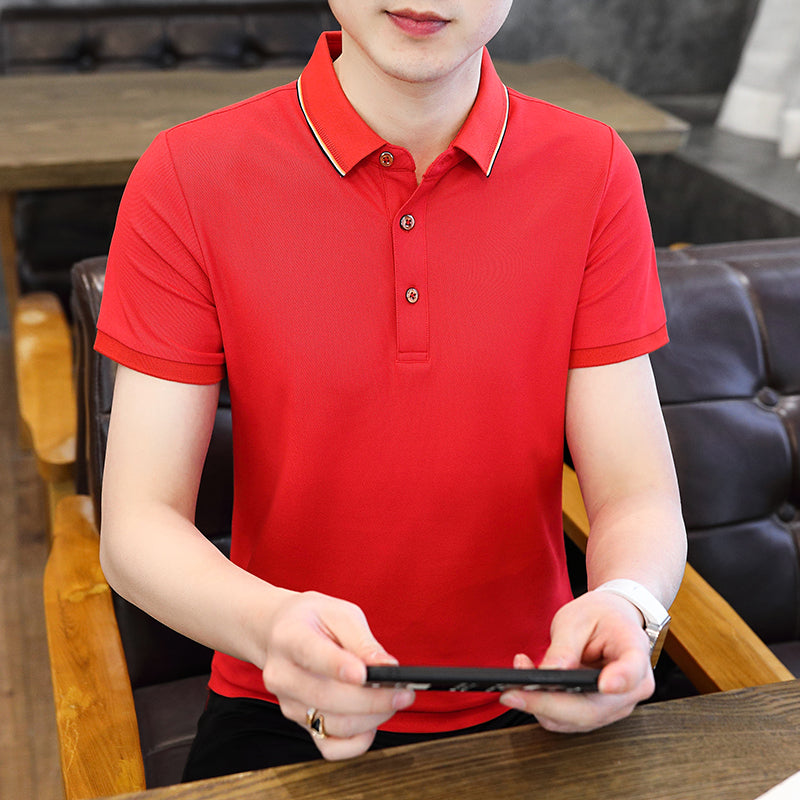 Men Solid Polo Collar T-shirt