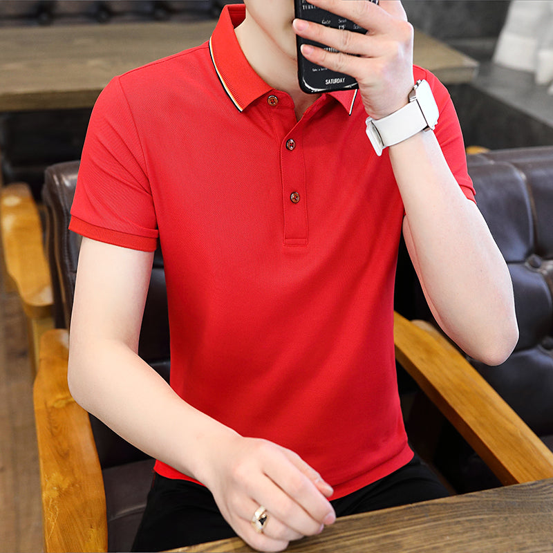 Men Solid Polo Collar T-shirt