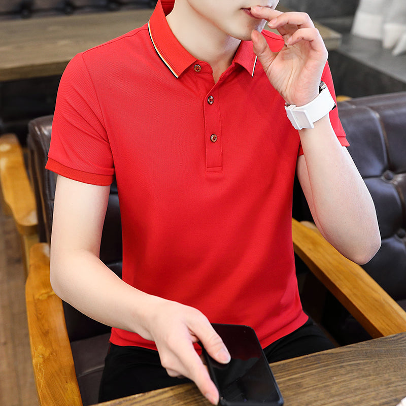 Men Solid Polo Collar T-shirt