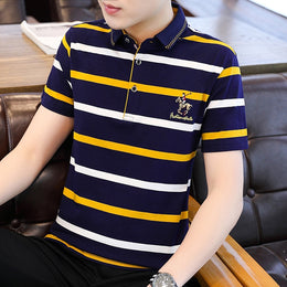 Striped Printed Polo Collar Regular Fit T-shirt