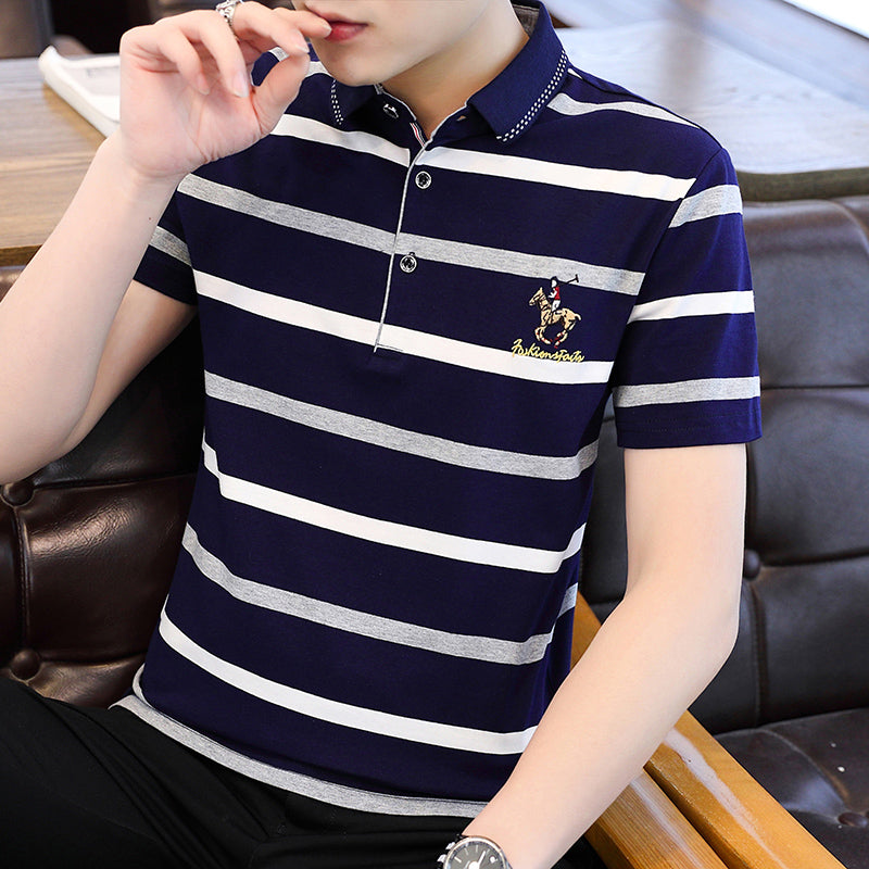 Striped Polo Collar Regular Fit T-shirt