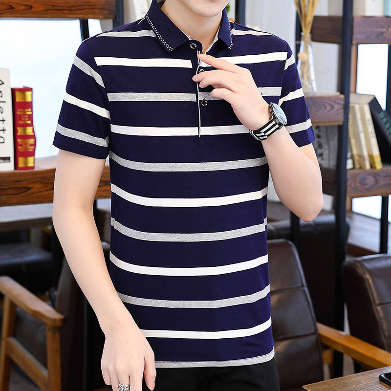 Striped Polo Collar Regular Fit T-shirt