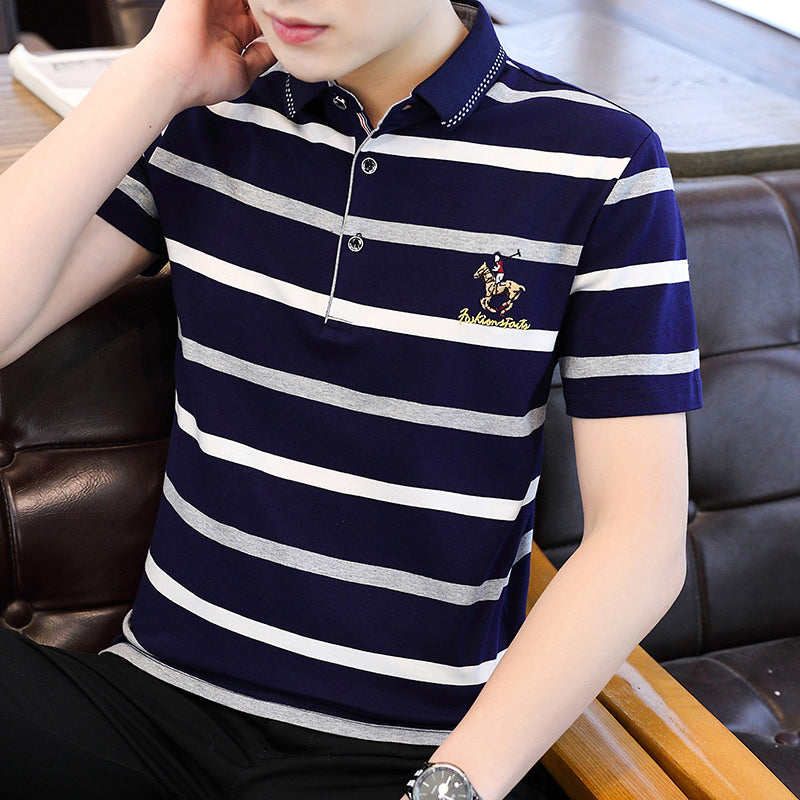 Striped Polo Collar Regular Fit T-shirt