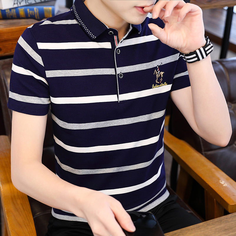 Striped Polo Collar Regular Fit T-shirt