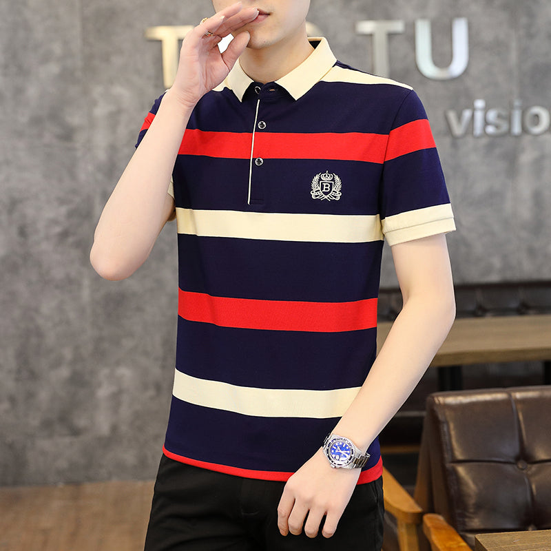 Men Colourblocked Polo Collar T-shirt