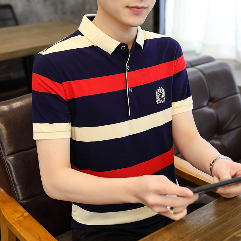 Men Colourblocked Polo Collar T-shirt